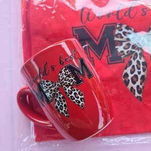 Red World's Best Mom Mug and T-Shirt Set